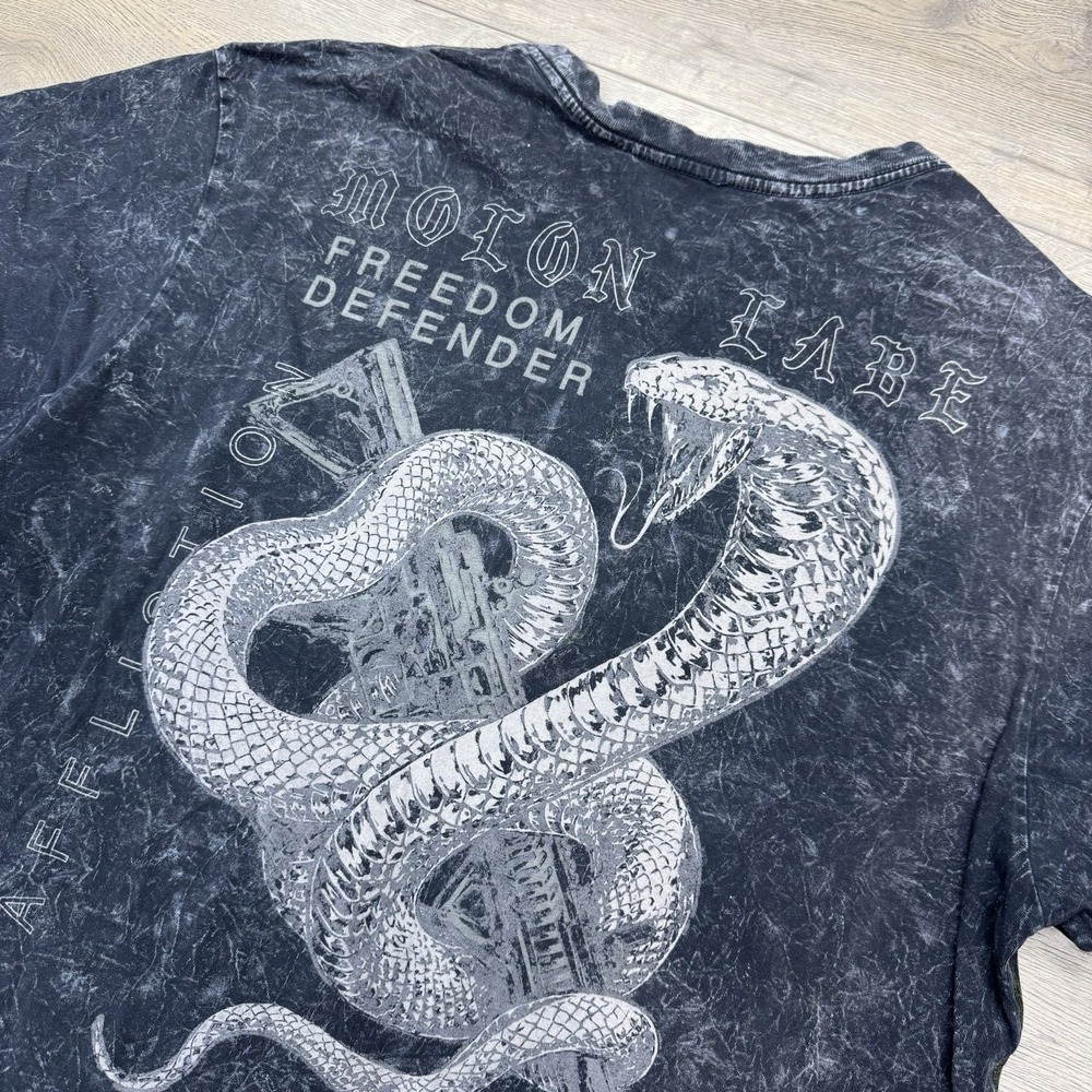 Affliction Molon Labe Freedom Defender S/S T Shirt Men's Sz XXL Snake Biker